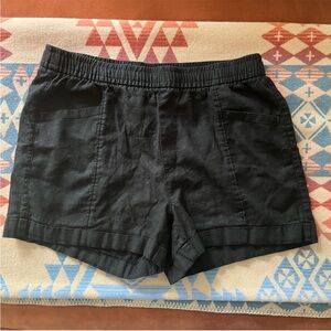 Old Navy High-Rise Linen Blend Short Black Elastic Waist Pull-On Medium